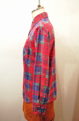 80'S～ CHECK PRINTED FLANNEL LONG SLEEVE SHIRTS (RED/NVY/GRN)