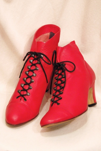 80'S～ LEATHER LACE UP SHORT BOOTS(RED/MADE IN BRAZIL)