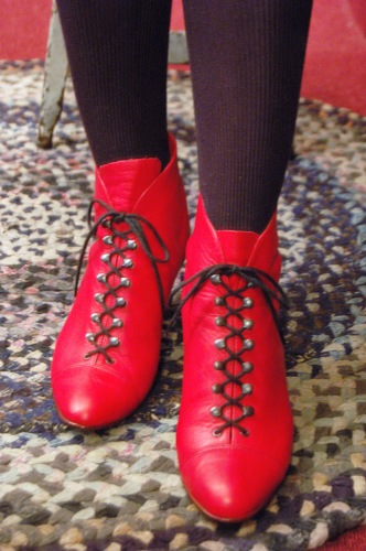 80'S～ LEATHER LACE UP SHORT BOOTS(RED/MADE IN BRAZIL)