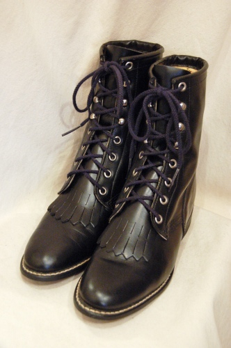  LEATHER LACE UP KILT ROPER BOOTS (MADE IN USA・BLK)