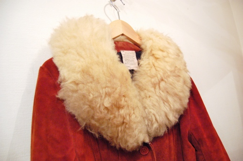 vintage fur collar suede jacket