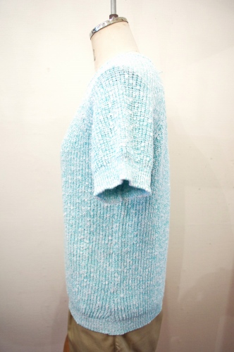 80'S～ CUDDLE KNIT MIXED COLOR SUMMER KNIT TOPS(WHT/P.GRN)