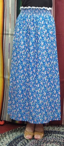 70'S～ FLOWER PRINT LACE TRIM CAMISOLE DRESS WITH VEST(BLE/PNK)