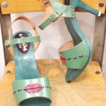 DEAD STOCK 70'S～ ANKLE STRAP HIGH HEEL SANDAL(GRN・MADE IN ITALY)