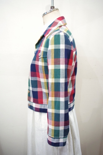 70'S～ BILLY THE KID CHECK FULL SNAP SHORT JACKET (WHT/NVY/GRN/YLW/BGDY)
