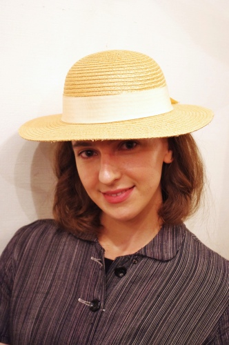 VINTAGE PINK RIBBON STRAW HAT(MADE IN ITALY・NTRL)