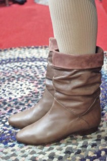 80'S～ LEATHER NUBUCK MIDDLE LENBTH BOOTS (BRONZE・MADE IN ITALY)