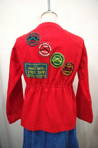 50'S～ COTTON COLLARLESS HUNTING RIFLE JACKET WIHT PATCH(RED)