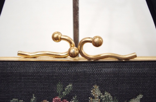 50'S～ EMBROIDERED TAPESTRY HAND BAG(BLK)