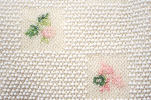 60'S～ FLOWER EMBROIDERED BEADS HAND BAG(WHT/PNK/GRN)