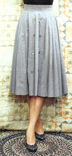 40'S～50'S BROADCLOTH PLEAT FLARE SKIRT (L.GRY)