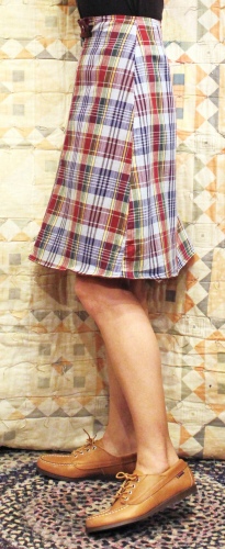 60'S～ MADRAS CHECK & SOLID ZIP FRONT REVERSIBLE SKIRT (P.BLE/BGDY/GRN/YLW)