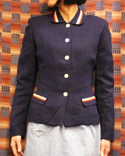 40'S～ FRONT SINGLE LINEN JACKET (NVY/RED/O.WNT)