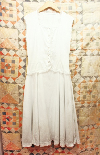 50'S～60'S FRILL SQUARE NECK SLEEVELESS COTTON DRESS (WHT)
