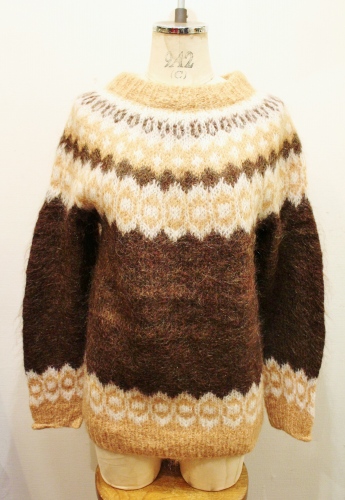 CREW NECK MOHAIR NORDIC SWEATER (MADE IN GREAT BRITAIN・D.BRN・O.WHT/CRML)