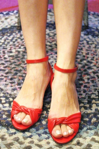 LATE 70'S～ ANKLE STRAP LOW WEDGE SANDAL (RED)