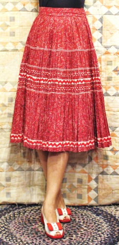 50'S～ PAISLEY PRINT PLEATED CIRCLE SKIRT (BGDY/RED/PNK/BLK)