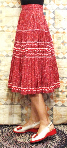 50'S～ PAISLEY PRINT PLEATED CIRCLE SKIRT (BGDY/RED/PNK/BLK)