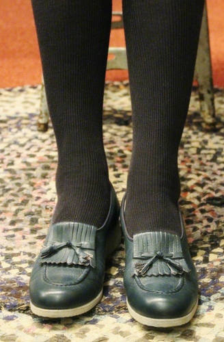 70'S～ KILT TASSEL LOW WEDGE LOAFER SHOES (NVY/L.GRY)