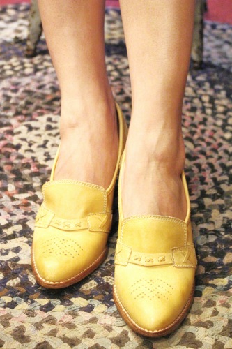70'S～ POINTED TOE LEATHER HEEL LOAFER (MADE IN BRAZIL・TAN)