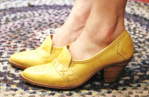 70'S～ POINTED TOE LEATHER HEEL LOAFER (MADE IN BRAZIL・TAN)