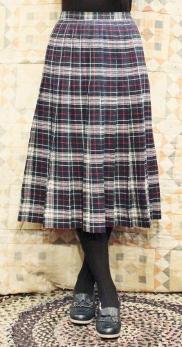 70'S～ PENDLETON TRATAN CHECK WOOL PLEATED SKIRT (GRN/NVY/BLK/RED/WHT)