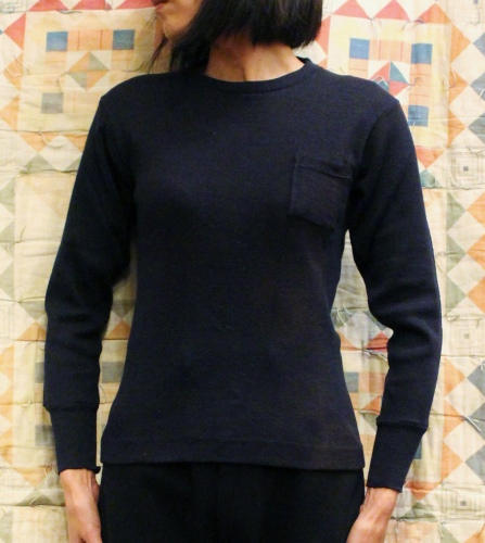 50'S～ CARDEAN WOOL LONG SLEEVE TOPS WITH POCKET (D.NVY)