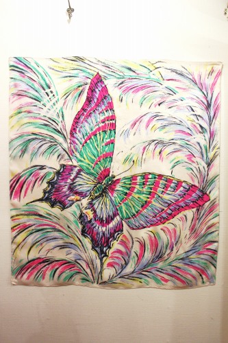 VINTAGE NEON COLOR BUTTERFLY SCARF BIG SIZE (WNT/PNK/GRN/YLW/BLK)