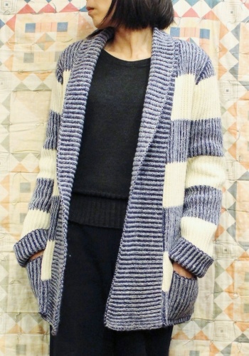 70'S～ BORDER GOWN CARDIGAN (NVY/O.WHT)