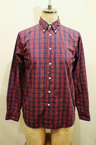 USED RALPH LAUREN CHECK LONG SLEEVE B.D SHIRTS (RED/NVY/L.GRN)
