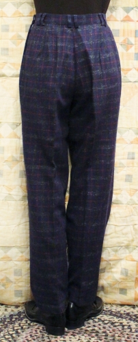 80'S～ CHECK WOOL TUCK PANTS (NVY/RED/WHT)
