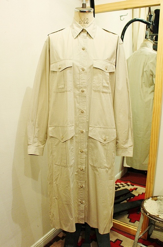 80'S~ BANANA REPUBLIC SAFARI SHIRT DRESS WITH BELT (L.BEIGE)