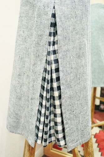  60'S GINGHAM CHECK SIDE PLEAT A-LINE SKIRT (BLK/WHT)