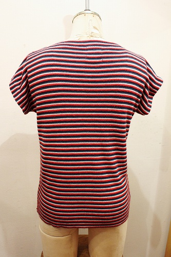  60'S~ FRENCH SLEEVE BOAT NECK BORDER kNIT TOPS (RED/BLK/GRN/WHT)
