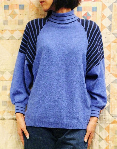 70'S~ EXMOOR HI-NECK KNIT TOPS (MADE IN USA・H.BLE)