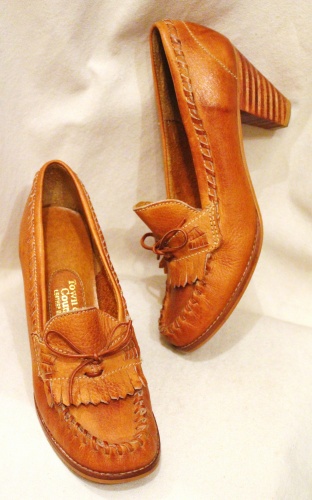 70'S～ Town & Country KILT RIBBON HEEL LOAFER PUMPS (MADE IN BRAZIL/R.BRN)