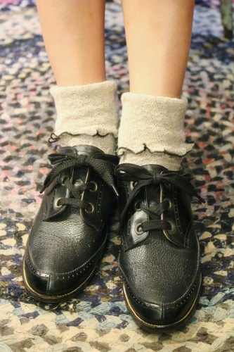 DEAD STOCK 40'S～50'S U-TIP LACE UP LEATHER SHOES (BLK)