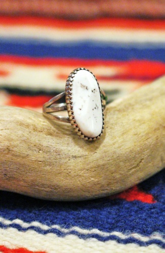 Navajo white buffalo ring