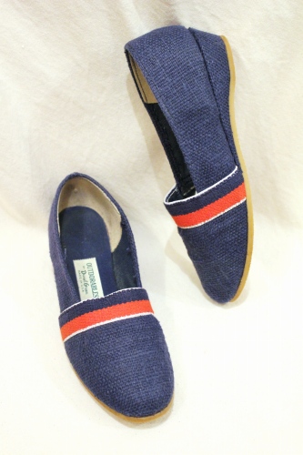 70'S～ DANIEL GREEN JUTE LOW WEDGE SHOES (NVY/RED/WHT)