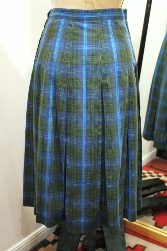 50'S～ CHECK PLEATED COTTON SKIRT (BLE/O.GRN/A.BLE)