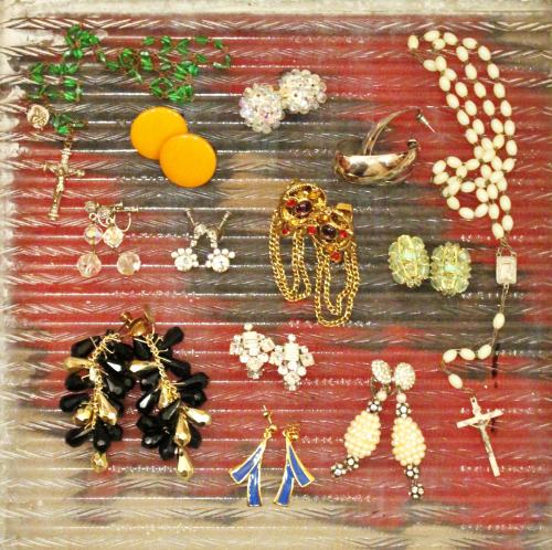 vintage earrings & rosario