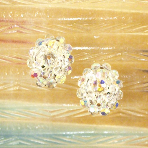 vintage aurora beads earrings