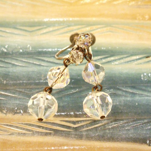 vintage aurora beads earrings