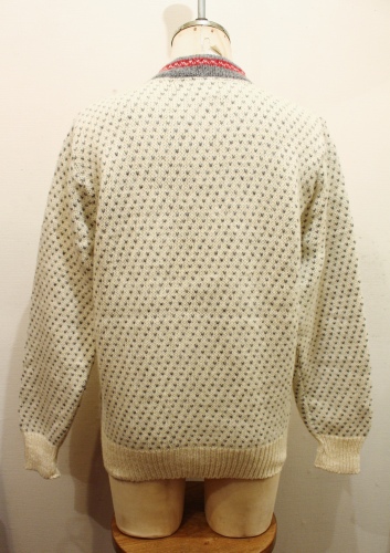 L.L.BEAN WOOL NORDIC CARDIGAN (MADE IN USA・O.WHT/GRY/RED)