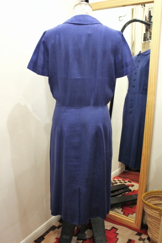 50'S～ ROUND COLLAR LINEN UNIFORM DRESS (D.BLE)